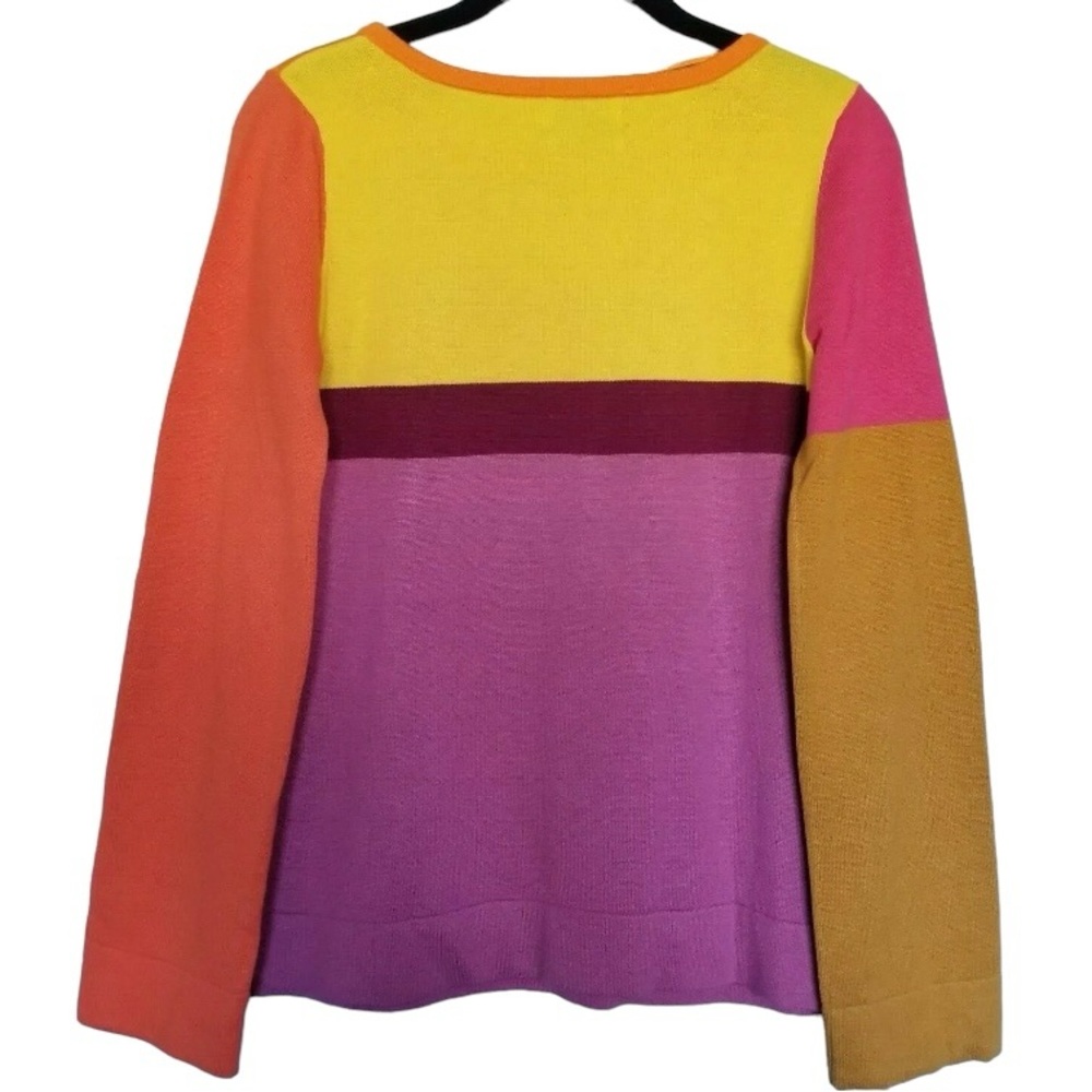 MIZRAHI Sweater Color Block 20th Anniversary Pullover XS Fun Colors - Picture 4 of 11
